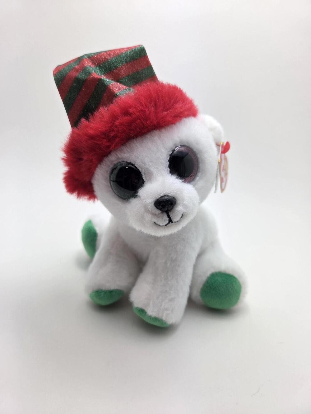 Ty Beanie Boo “Paxton” the Polar Bear Wearing Santa Hat (6 inch)